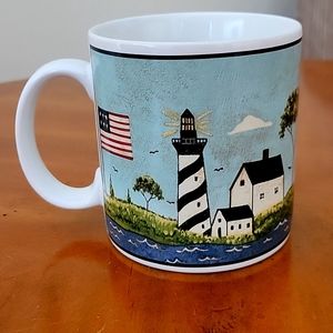 SAKURA NEW ENGLAND LIGHTHOUSE VINTAGE "COASTAL BREEZE" STONEWARE MUG
